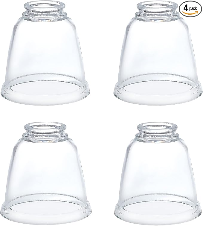 Aspen Creative 23127-4 Contemporary Clear Ceiling Fan Replacement Glass Shade, 2-1/8" Fitter, 4-5/8" Diameter x 4-1/2" Height, Clear, 4 Pack