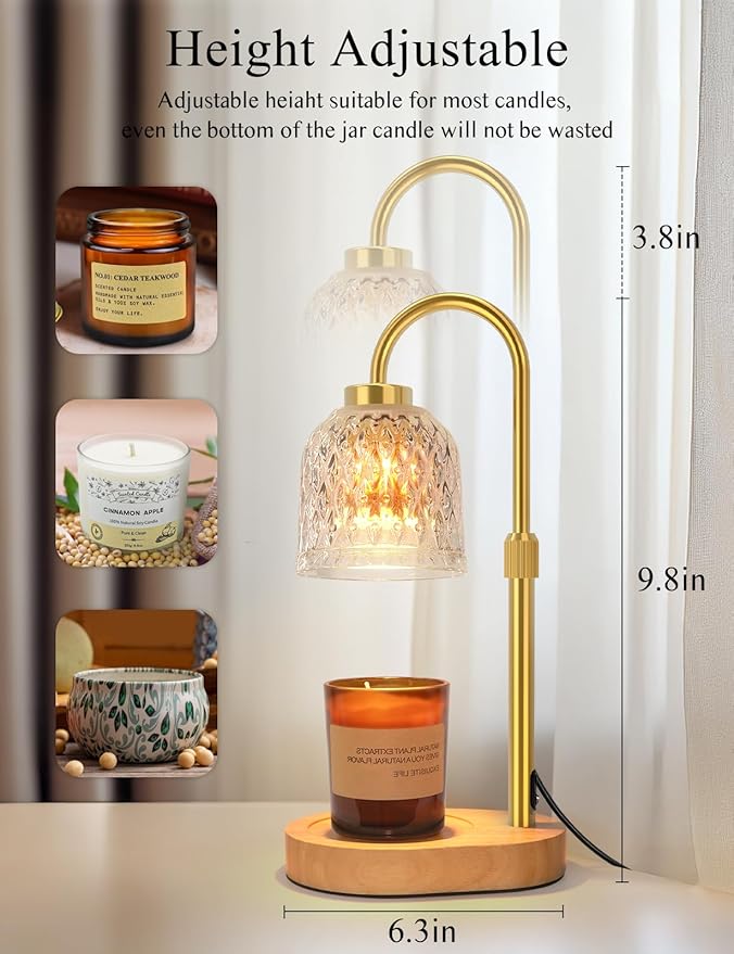 Candle Warmer Lamp with Timer Dimmable, Adjustable Lamp Candle Warmer, Birthday Gifts for Women Mom, Wax Warmer Lamp for Scented Jar, House Warming Gifts New Home Decor