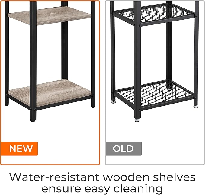 Yaheetech 30 in Tall End Table, 3-Tier with Strong Wooden Shelves, Small Side Table with Metal Frame for Living Room Office, Small Places, Gray