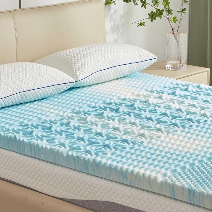 SINWEEK 1.5 Inch Mattress Topper 5-Zone Memory Foam Mattress Topper Pressure Relieve Soft Mattress Pad, CertiPUR-US Certified, Full Size Blue