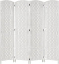 Rose Home Fashion Room Divider, 6 ft Tall Room Dividers and Folding Privacy Screens, 16in Privacy Screen 4 Panel White Space Temporary Wall Foldable Partition Separation