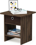 Furinno Dario End Table / Side Table / Night Stand / Bedside Table with Bin Drawer, 1-Pack, Columbia Walnut/Dark Brown