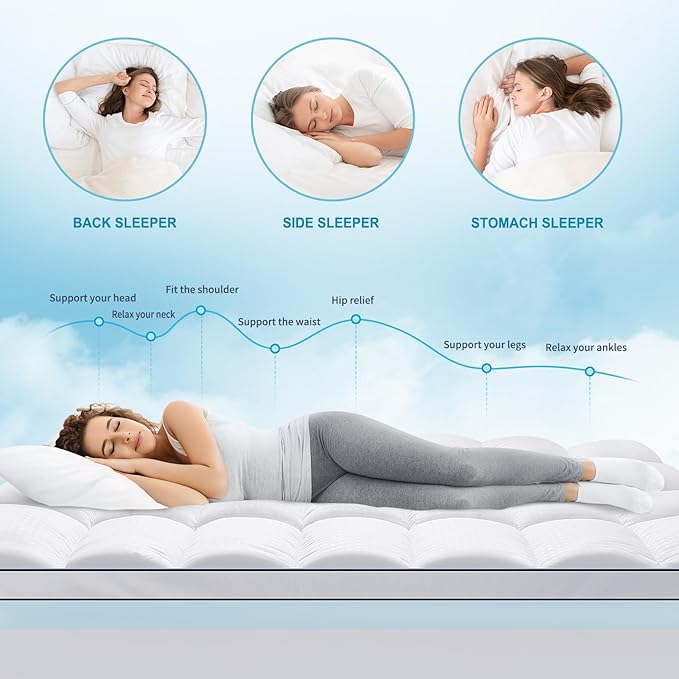 MASVIS Twin XL Size Dual Layer 4 Inch Memory Foam Mattress Topper, 2 Inch Gel Memory Foam and 2 Inch Cooling Pillow Top Mattress Pad Cover for Back Pain, Medium Support
