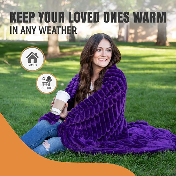 GO Premium Plush Soft Throw Blanket for Couch - Purple Fleece Blanket for Living Room, Bedroom, Home Decor - Small Couch Blanket for Men, Women (50x60 Inches)