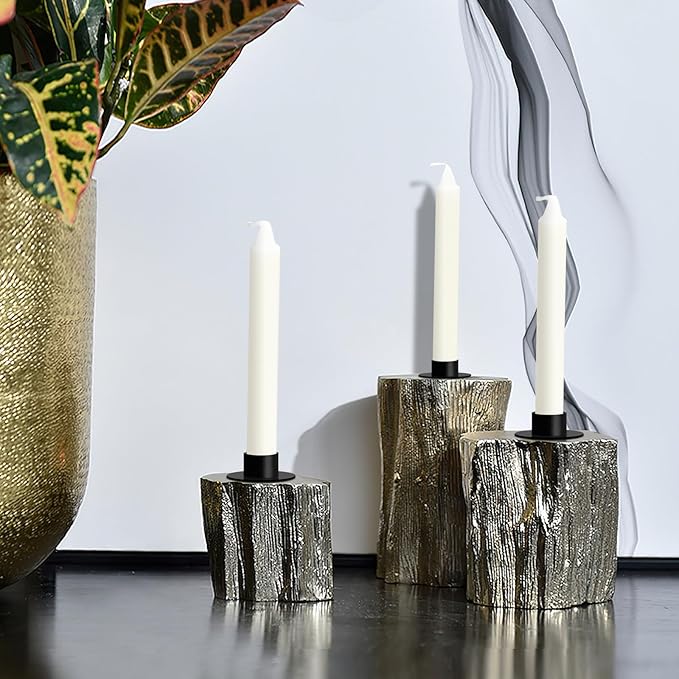 Gute Taper Candle Holder, Candle Holders for Pillar Candles, Matte Black Candlestick Holder Centerpieces for Home Decoration, Wedding Anniversary, Party, Housewarming Gifts,Set of 4,Round