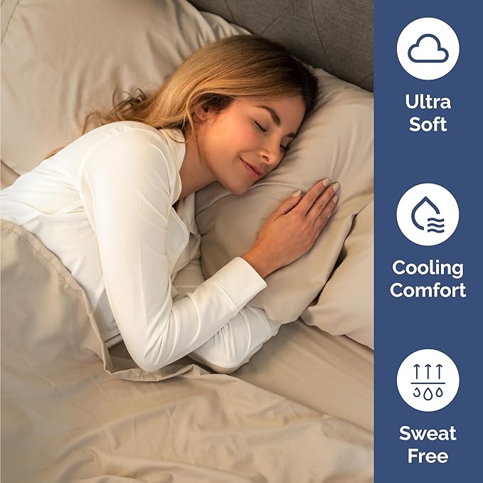 Twin 4 Piece Sheet Set - Comfy Breathable & Cooling - Ultra Soft Hotel Luxury Bedding Set with 8-16 Inch Deep Pockets - 1 Flat & 1 Fitted Sheet & 2 Pillowcases - Cozy, Wrinkle Free & Easy Care - Cream
