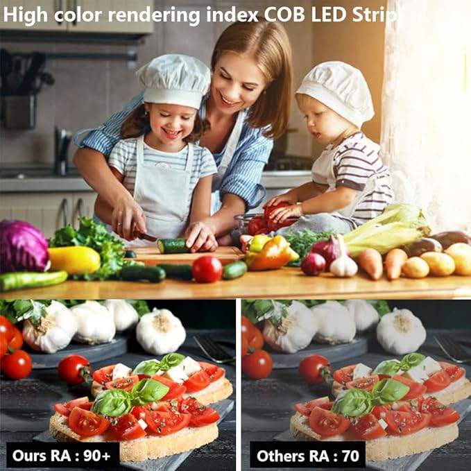 TOPAI 12V COB LED Strip Light Daylight White 5000K Waterproof IP65 480LEDs/M Super Bright 4000Lm CRI>90 16.4ft/5M Dotless High Density Cuttable Flexible for Cabinet Home DIY Lighting Projects