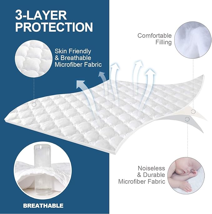 Air Mattress Cover Full Mattress Pad, Thick Quilted Mattress Topper Full, Super Soft Breathable and Noiseless Down Alternative Fiber Pillow Top Mattress Pad (15-23'' Deep Pocket)