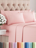 Cal King 6 Piece Sheet Set - Comfy Breathable & Cooling - Ultra Soft Hotel Luxury Bedding Set w/ 8-16 Inch Deep Pockets - 1 Flat & 1 Fitted Sheet & 4 Pillowcases - Wrinkle Free & Easy Care - Baby Pink