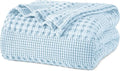 PHF 100% Cotton Waffle Weave Blanket King Size for Bed, Soft Lightweight & Breathable, All-Season Comfort, Luxury Aesthetic Woven Bedding for Home Decor, 108"x90", Baby Blue