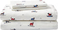Eddie Bauer - Flannel Sheets Queen Size, Anti-Pilling & Wrinkle Resistant Cotton, Touchably Soft for All-Season Comfort - Bed Sheets with Matching Pillowcases & Fitted Sheet (Ski Patrol White)