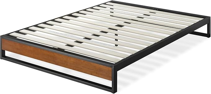 ZINUS GOOD DESIGN Award Winner Suzanne 10 Inch Bamboo and Metal Platforma Bed Frame, No Box Spring Needed, Wood Slat Support, Chestnut Brown, Queen