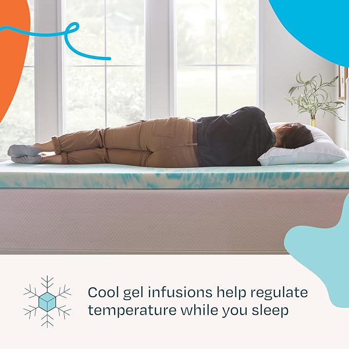 Linenspa 3 Inch Gel Swirl Memory Foam Mattress Topper – Cooling Gel Infused – Pressure Relieving Bed Topper - Mattress Pad – CertiPUR Certified - California King Size