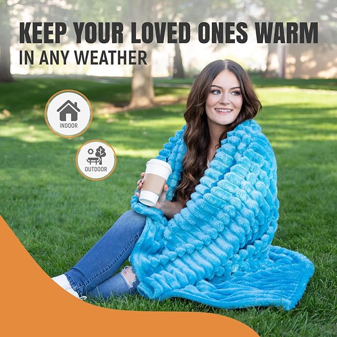 GO Premium Plush Soft Throw Blanket for Couch - Blue Fleece Blanket for Living Room, Bedroom, Home Decor - Small Couch Blanket for Men, Women (50x60 Inches)