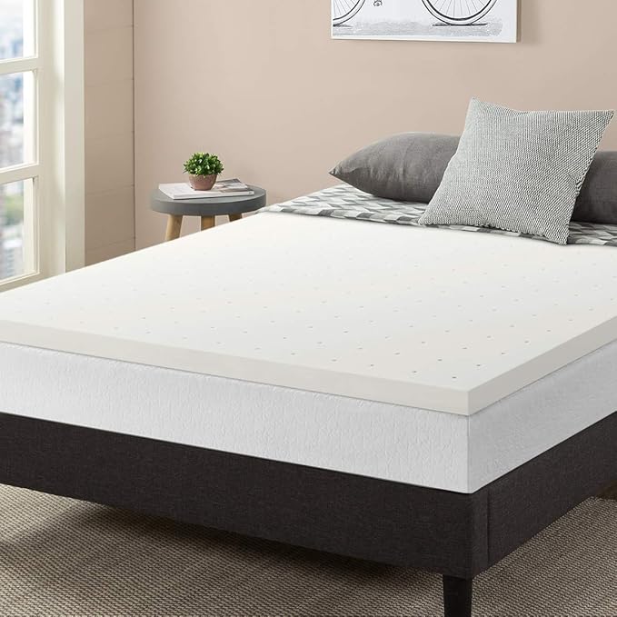 Best Price Mattress 2.5 Inch Ventilated Memory Foam Mattress Topper, CertiPUR-US Certified, Short Queen White