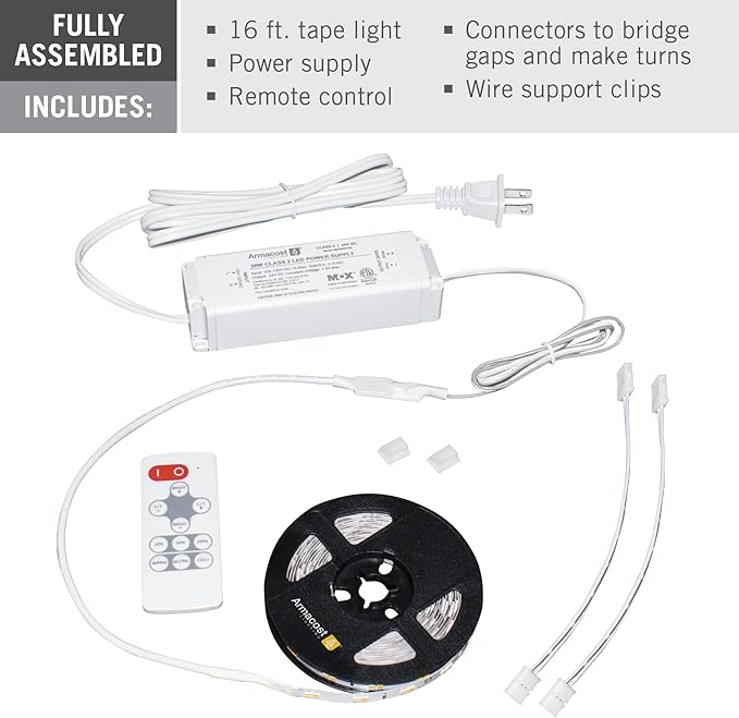 Armacost Lighting 421501 Ribbon Flex Home Tunable White LED Tape Light Kit with Remote, 16 ft