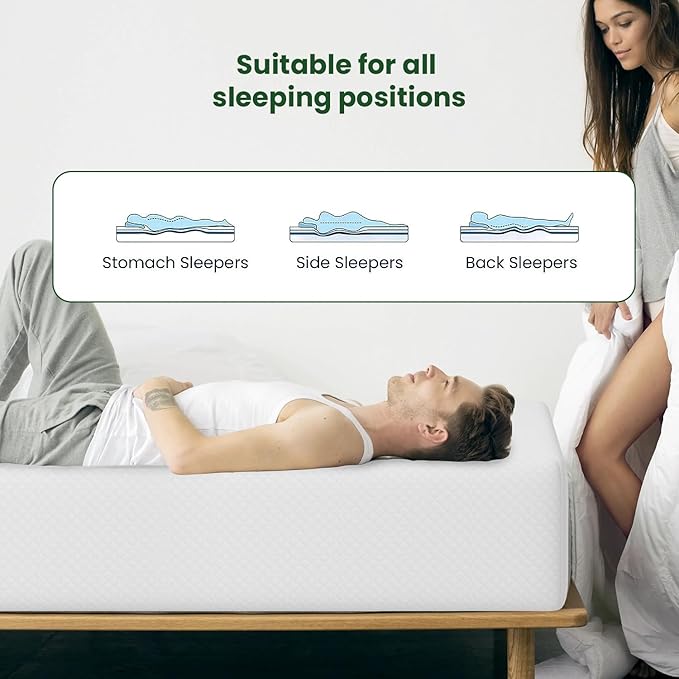 BestMassage | 14 Inch Twin Mattress | Gel Memory Foam | Medium Firm Feel | White | Bed in a Box, CertiPUR-US Certified | Pressure Relief, Cooling Ventilated Foam | Breathable Knit Cover