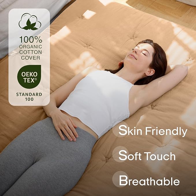 ZonLi Japanese Floor Futon Mattress Twin Size 75"x 39", 100% Cotton Cover 2.5'' Thicken Tatami Mattress, Foldable Sleeping Pad, Portable Dormitory Tatami Mat, Roll Up Floor Lounger Bed for Adult