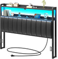 Rolanstar Headboard for Queen Size Bed with Storage, 60,000 DIY Color of LED Light, Head Board with USB, Type C Port, Height Adjustable, Black Upholstered Cabeceras de Cama Comfortable Modern, Leather