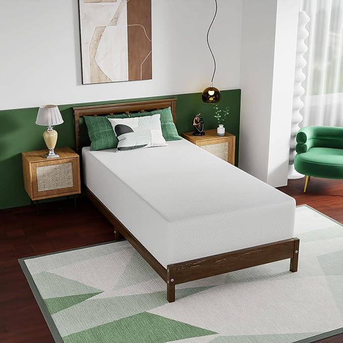 BestMassage | 14 Inch Twin Mattress | Gel Memory Foam | Medium Firm Feel | White | Bed in a Box, CertiPUR-US Certified | Pressure Relief, Cooling Ventilated Foam | Breathable Knit Cover