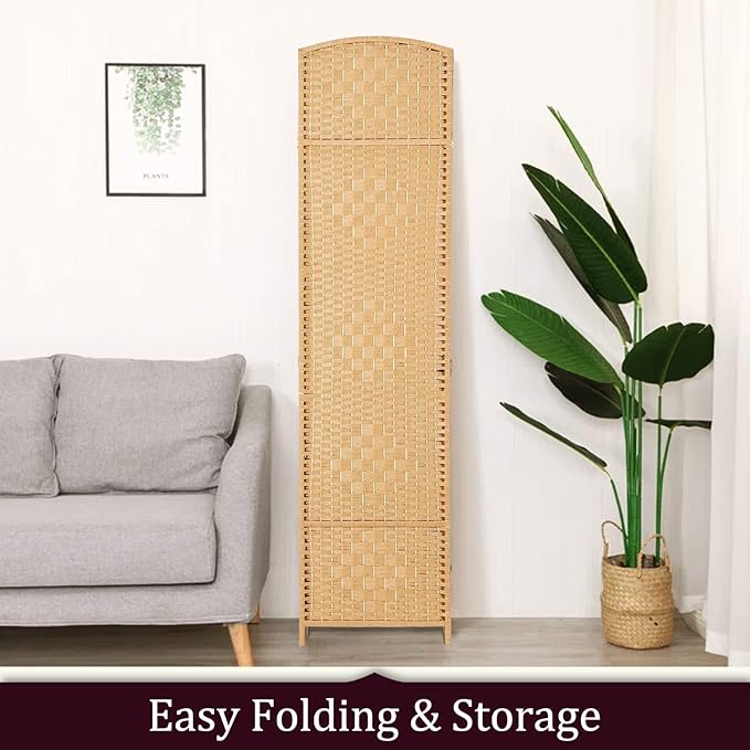 Rose Home Fashion 6 ft Tall Room Divider, Room Dividers and Folding Privacy Screens, 15.7in Privacy Screen 3 Panel Partition Temporary Wall Separation for Private, Light Beige