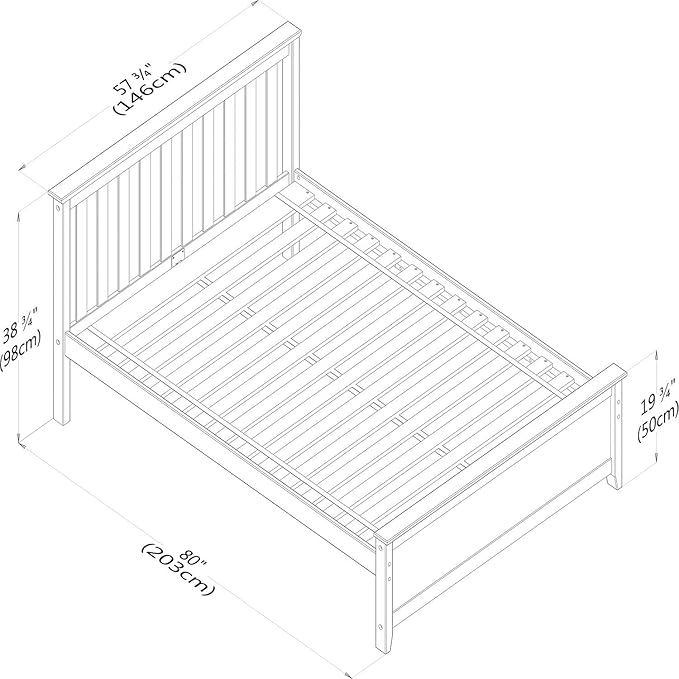 Max & Lily Full Size Bed Frame with Slatted Headboard, Solid Wood Platform Bed for Kids, No Box Spring Needed, Easy Assembly, Natural