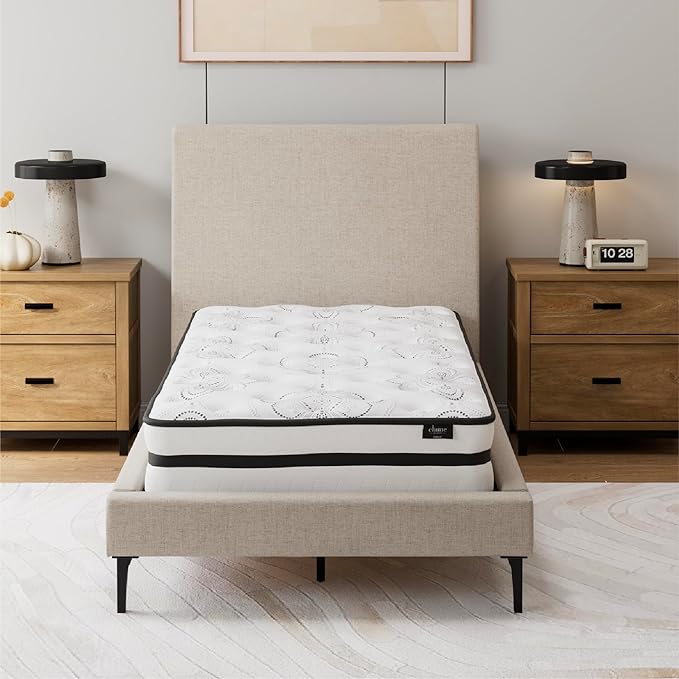 Signature Design by Ashley Queen Size Chime 10 Inch Medium Firm Hybrid Mattress with Cooling Gel Memory Foam for Pressure Relief, Fiberglass Free, Mattress In A Box