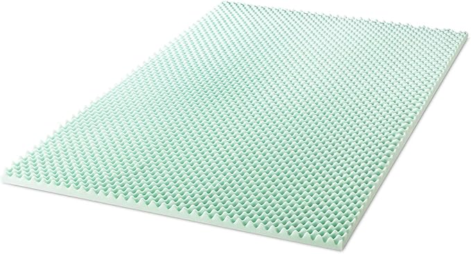 Best Price Mattress 2 Inch Egg Crate Memory Foam Mattress Topper with Calming Aloe Infusion, CertiPUR-US Certified, King,Green