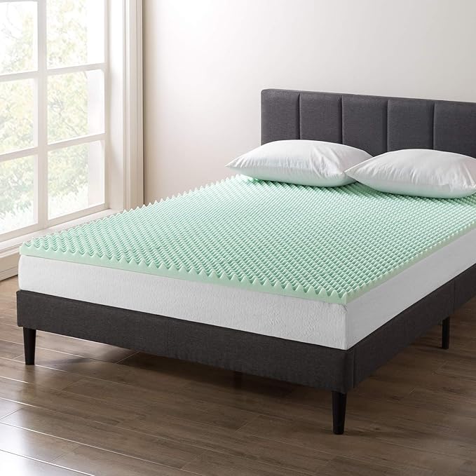 Best Price Mattress 2 Inch Egg Crate Memory Foam Mattress Topper with Calming Aloe Infusion, CertiPUR-US Certified, King,Green