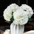 Real Touch White Hydrangea Artificial Flowers with Stems, Fake Silk Flowers for Outdoors, 3 Pcs Artificial Flowers for Home Decor Wedding Bouquets Centerpieces Vase