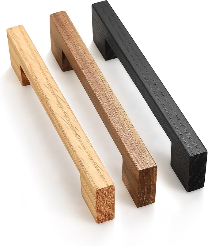 Black Square 5 in 2 pcs Wooden Drawer Pulls Handle pulls for cabinets Kitchen Cabinet Drawer pulls Cabinet Door Pull