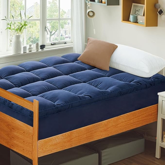 CYMULA Twin Mattress Topper, Cooling Mattress Pad Cover, Thick Pillow Top Topper for Mattress with 8-21 Inch Elasticated Deep Pockets, Plush Down Alternative Fill Mattress Protector