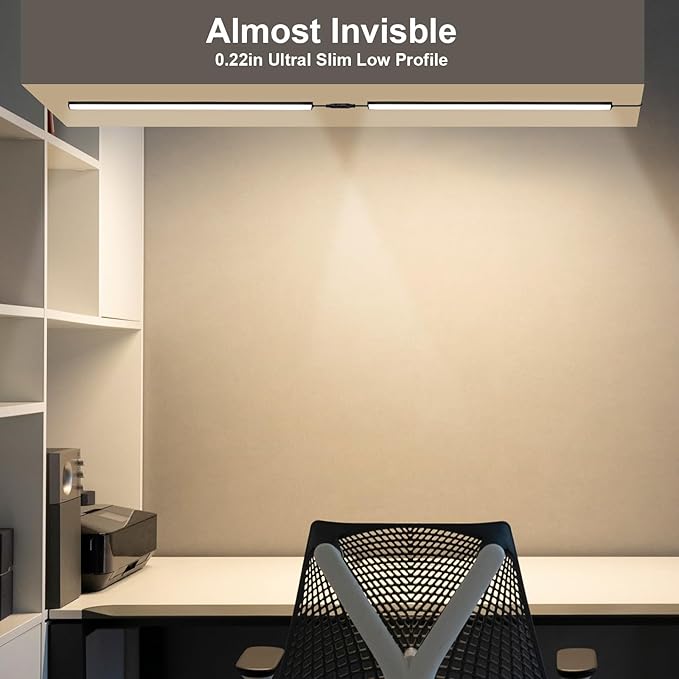 3 Pcs 12 Inch LED Under Cabinet Lighting, Black Shell Under Counter Lighting 6000K Cool White, Dimmable Closet Light, Plug and Play, LED Light Bars for Kitchen Cabinet, Cupboard, Closet, Desk