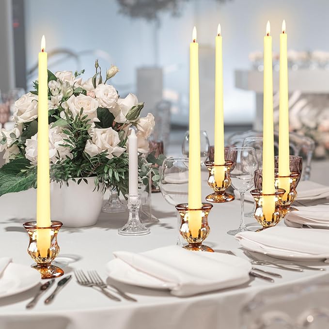 Foaincore 42 Pcs Candlestick Holders Bulk 2.5 Inch Taper Candle Holder for Table Centerpiece Thick Glass Ritual Candle Stand for Wedding Christmas Valentines Festival Party Decorations(Gold)
