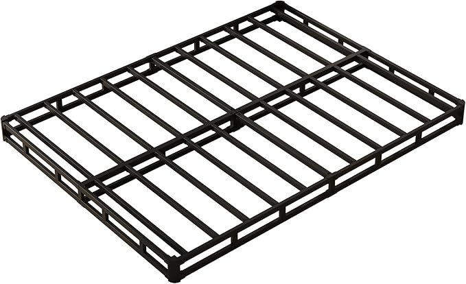 Box Spring Full Size Bed 4 Inch Low Profile, Heavy Duty Metal Box Spring Bed Base with Fabric Cover, Mattress Foundation, Easy Assembly, Noise Free, Black