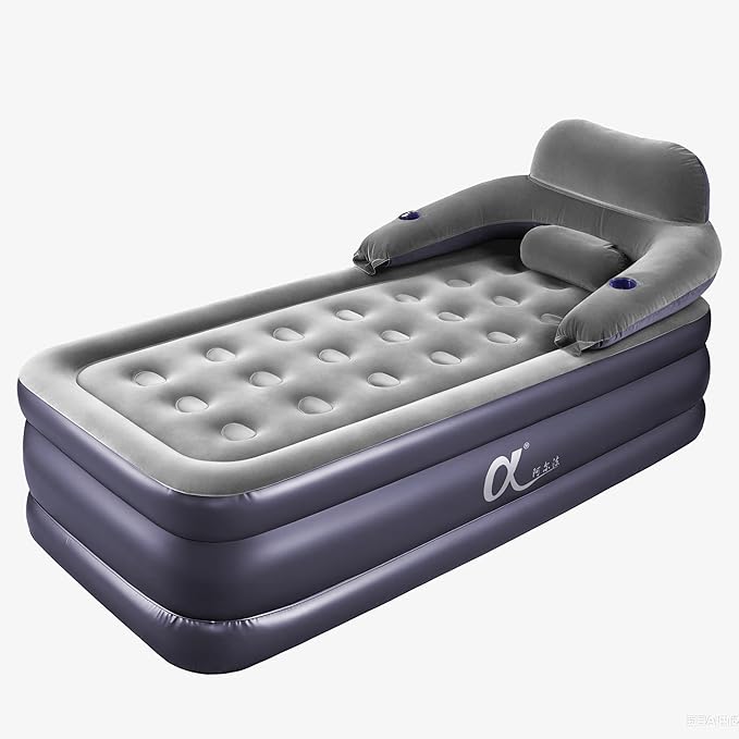 A-ER-FA Twin XL Air Mattress with Headboard and Built in Rechargeable Air Pump & Cup Holder – Premium Comfort Blow Up Mattress & Inflatable Mattress, Colchon Inflable Air Bed for Guests & Home Use