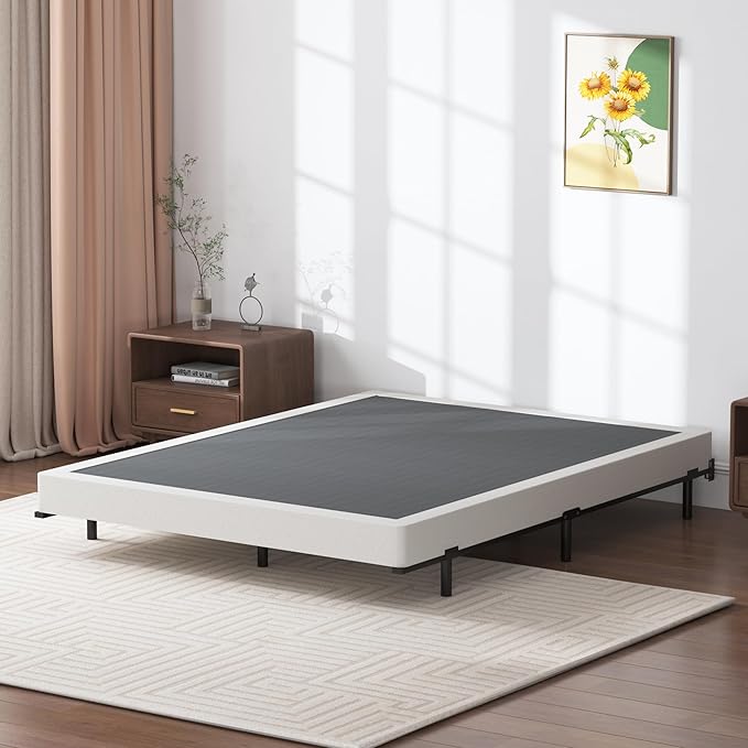 Box Spring Full - 3 Inch Heavy Duty Low Profile Metal Box Springs for Full Bed, Mattress Foundation, Easy Assembly,Easy Clean Cover