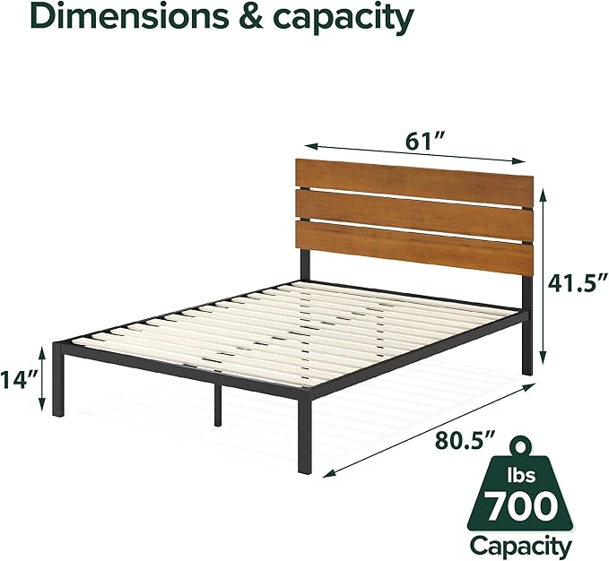 ZINUS Paul Platform Bed, Queen, Brown