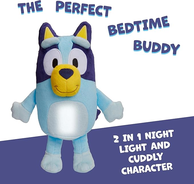 Bluey Goglow Pal Light Up Nightlight, 2-in-1 Interactive Snuggly Toddler Light, Soothing Night Light for Kids of Ages 2+