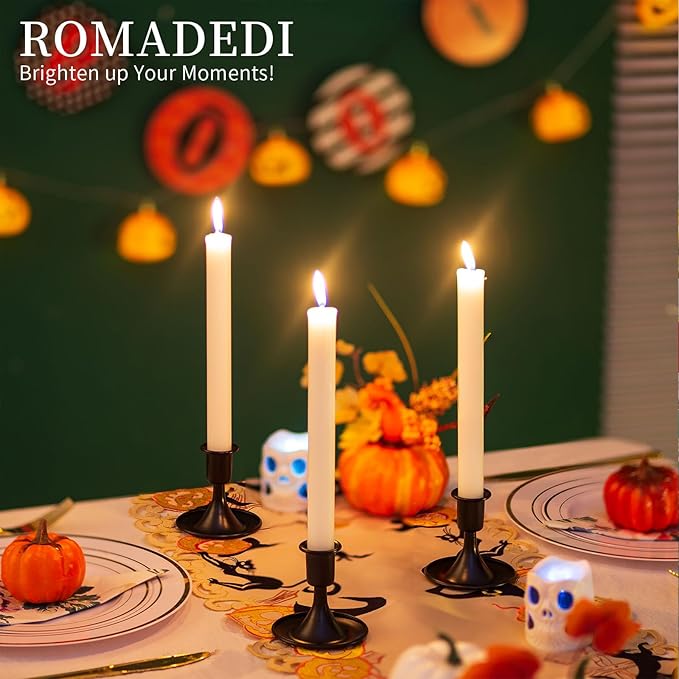 Black Candlestick Candle Holders for Taper : Romadedi Candle Stick Holder Vintage Table Centerpiece Halloween Decoration Wedding Christmas Fireplace Mantel Home Deocr Set of 2