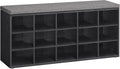 VASAGLE CUSTOS Collection - Shoe Bench, Storage Bench with Padded Seat, Entryway Bench with 15 Compartments, for Bedroom, 11.8 x 41.3 x 18.9 Inches, Ebony Black and Slate Gray ULHS015B02