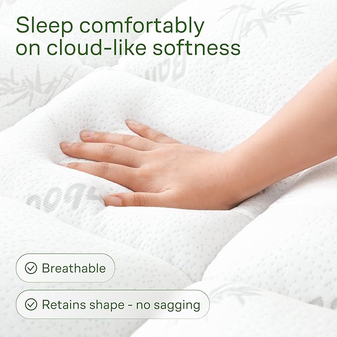Ultra Soft Twin XL Size Mattress Topper - Viscose Made from Bamboo Pillow Top Mattress Pad for Back Pain Relief - Naturally Cooling for Hot Sleepers, White
