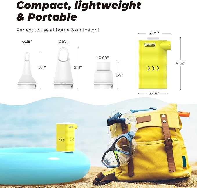 Air Mattress Pump: Rechargeable 6000mAh Portable Battery Air Pump, Quick-Fill Electric Air Inflator Deflator for Outdoor Camping Inflatable Bed Pool Boat Float Raft Swimming Rings Vacuum Bag