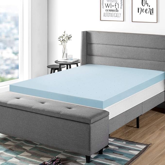 Best Price Mattress 4 Inch Ventilated Memory Foam Mattress Topper, Cooling Gel Infusion, CertiPUR-US Certified, Dorm Essentials, Cal King