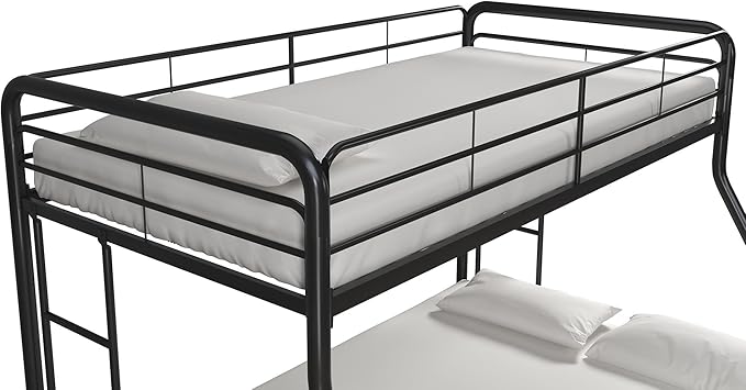 DHP Dusty Metal Bunk Bed with Secured Ladders, Twin/Full, Black