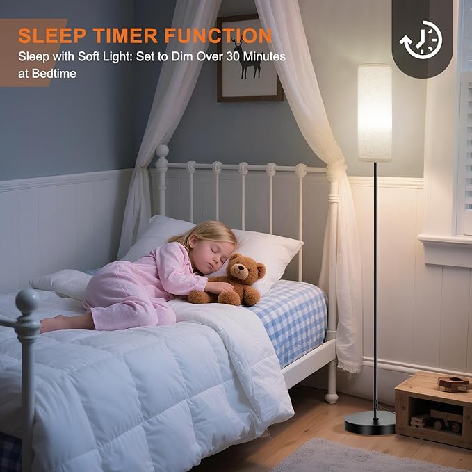 FRIDEKO HOME 2 Pack Floor Lamps for Living Room, Dimmable Colors Temperature & Brightness, Modern Floor Lamp with Remote, Tall Standing Lamps for Living Room Bedroom Office, Beige Shade 9W Smart Bulb