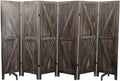 Premium Home 6-Panel Room Divider – Rustic Brown Barn Door, K Pattern Folding Privacy Screen, Partition Wall