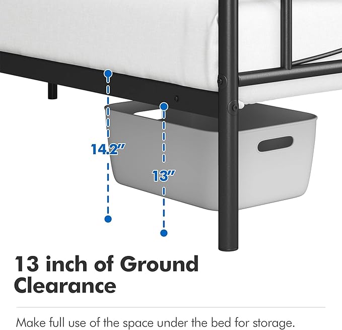 Yaheetech Metal Full Size Bed Frame, Platform Bed Frame, Mattress Foundation with Curved Design Headboard & Footboard, NO Box Spring Needed, Heavy-Duty Support, Easy Assembly, Full, Black