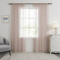 HUTO Blush Pink Sheer Curtains 96 inches Long for Bedroom Top Rod Pocket Sheer Window Panels Curtains for Nursery Living Room 52 by 96 Inch Length Set of 2