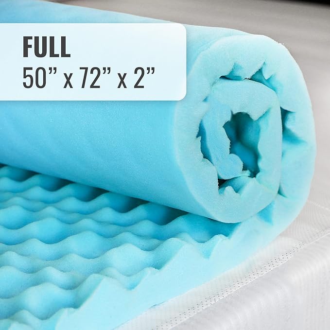 DMI Foam Mattress Topper, Egg Crate Foam Pad, Mattress Pad and Bed Topper for Support, Air Circulation, Pressure Relief and Weight Distribution, Full Size Mattress, 50 x 72 x 2, Blue